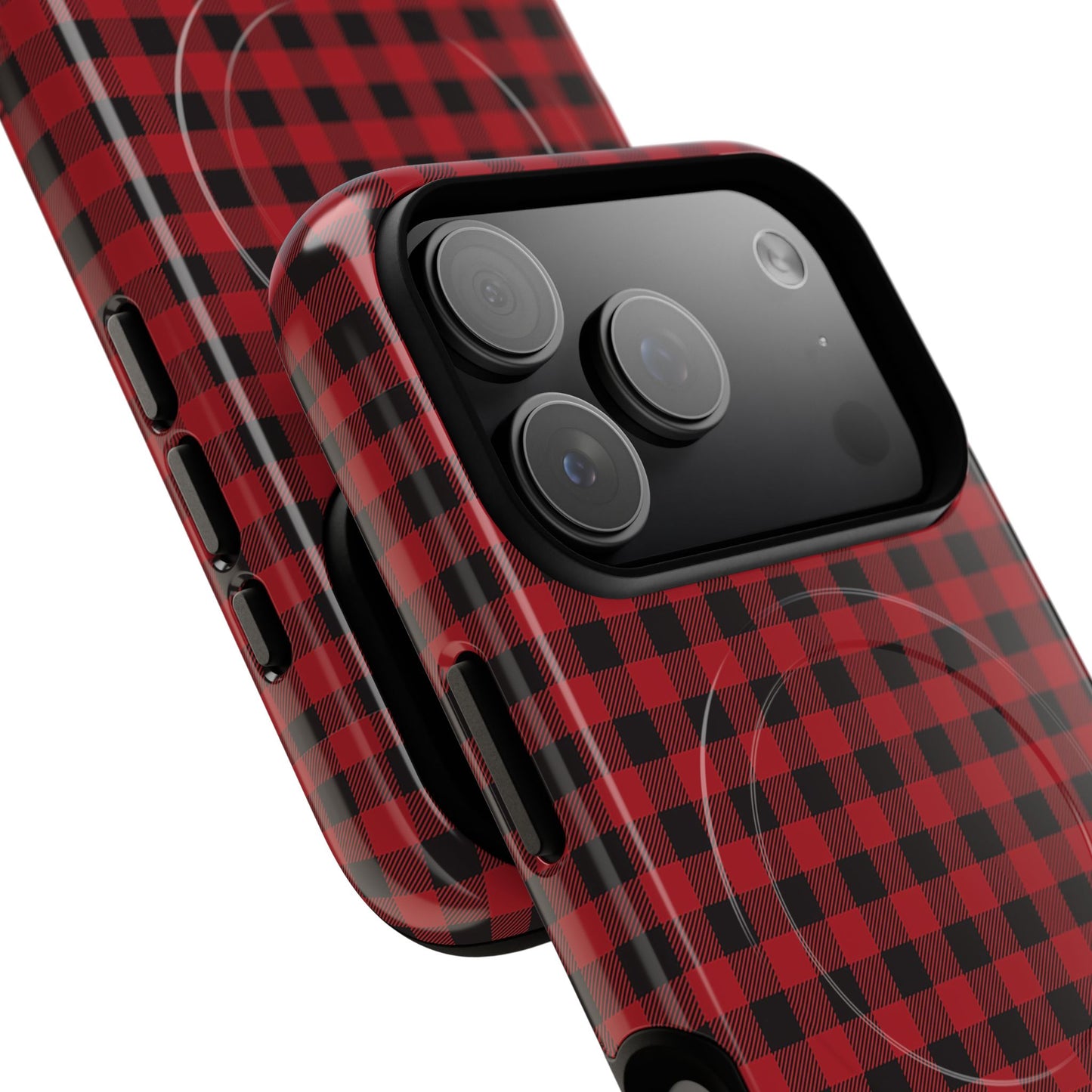 Tough Magnetic Phone Case - Red Plaid, Durable, Stylish Protection for iPhones, Gift for Outdoor Lovers, Unique Phone Cover