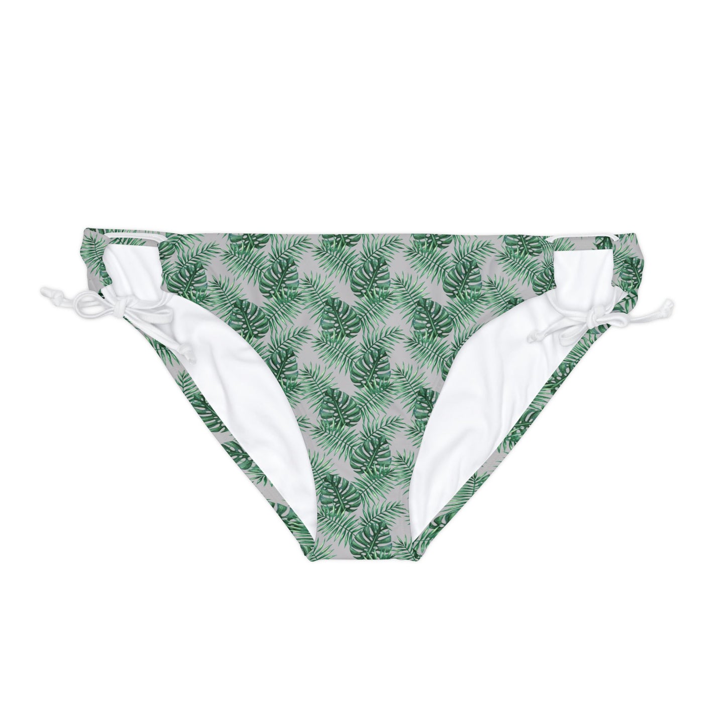 Grey Tropical Bliss Loop Tie Side Bikini Bottom (AOP)