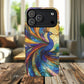 Mosaic Peacock Feathers Magnetic Phone Case, Tough Phone Shell, Vibrant Art Case, Gift for Her, Unique Phone Accessory, Wildlife Lover's Gift, Stained Glass Case.