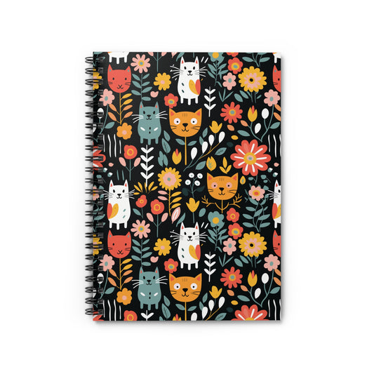 Whimsical Feline Garden Spiral Notebook - Ruled Line (PY)