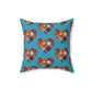 Turquoise Patchwork Heart Spun Polyester Square Pillow