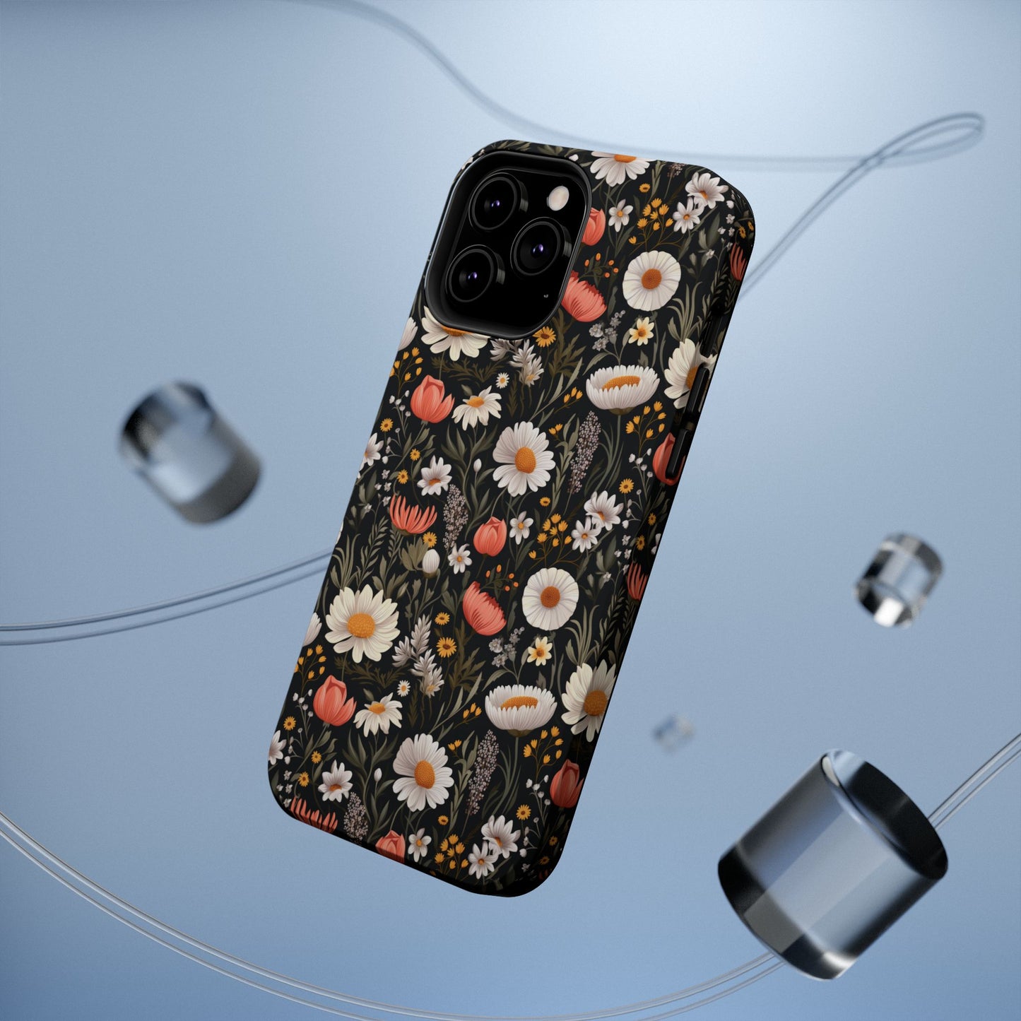 Blossom Elegance: Noir Garden Magnetic Tough iPhone Cases