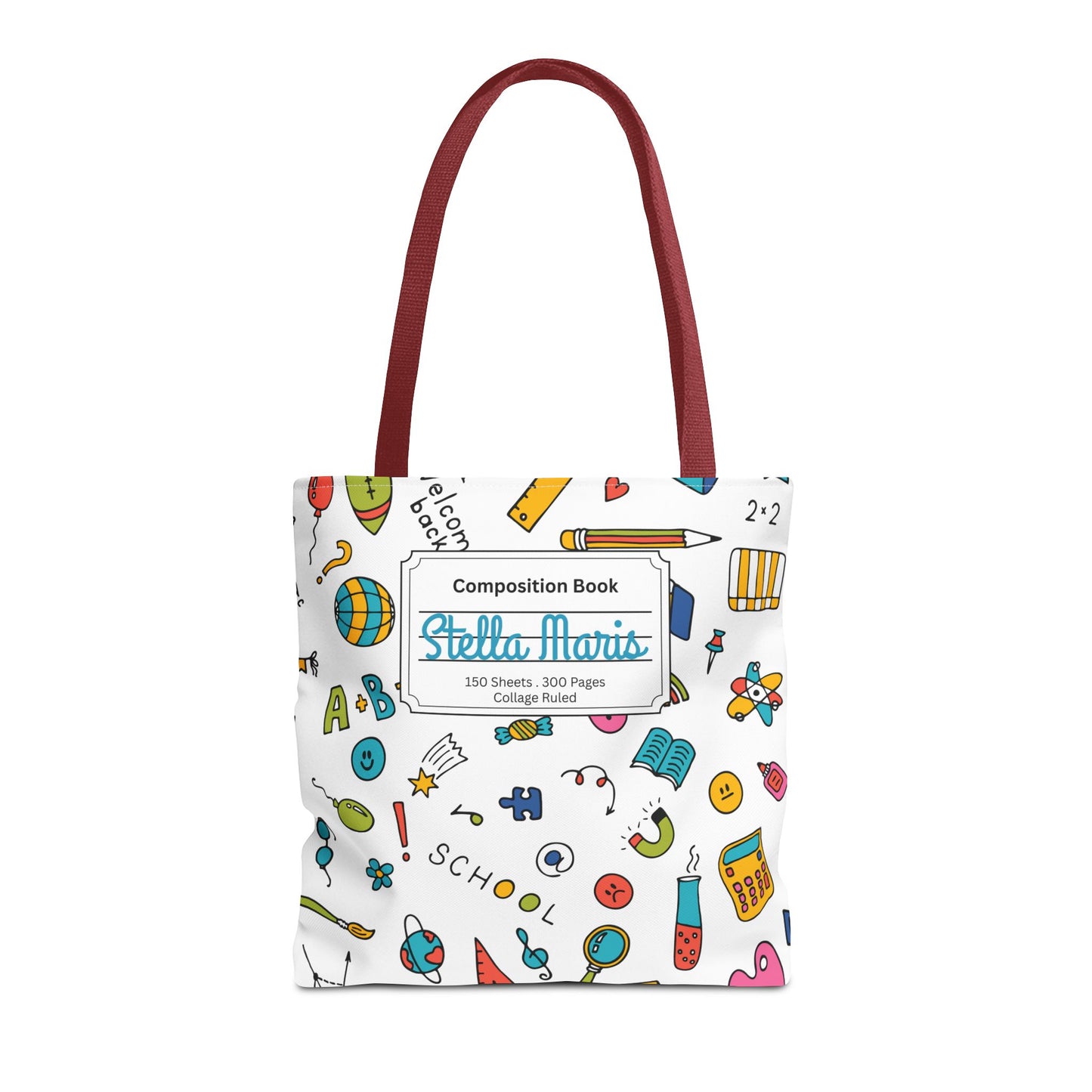 Personalized Classroom Couture Composition Book Inspired Tote Bag, Back to School Tote, Teacher Gift, Kids Bag, Custom Name Bag, Educational Accessories, Back to School Tote Bag.