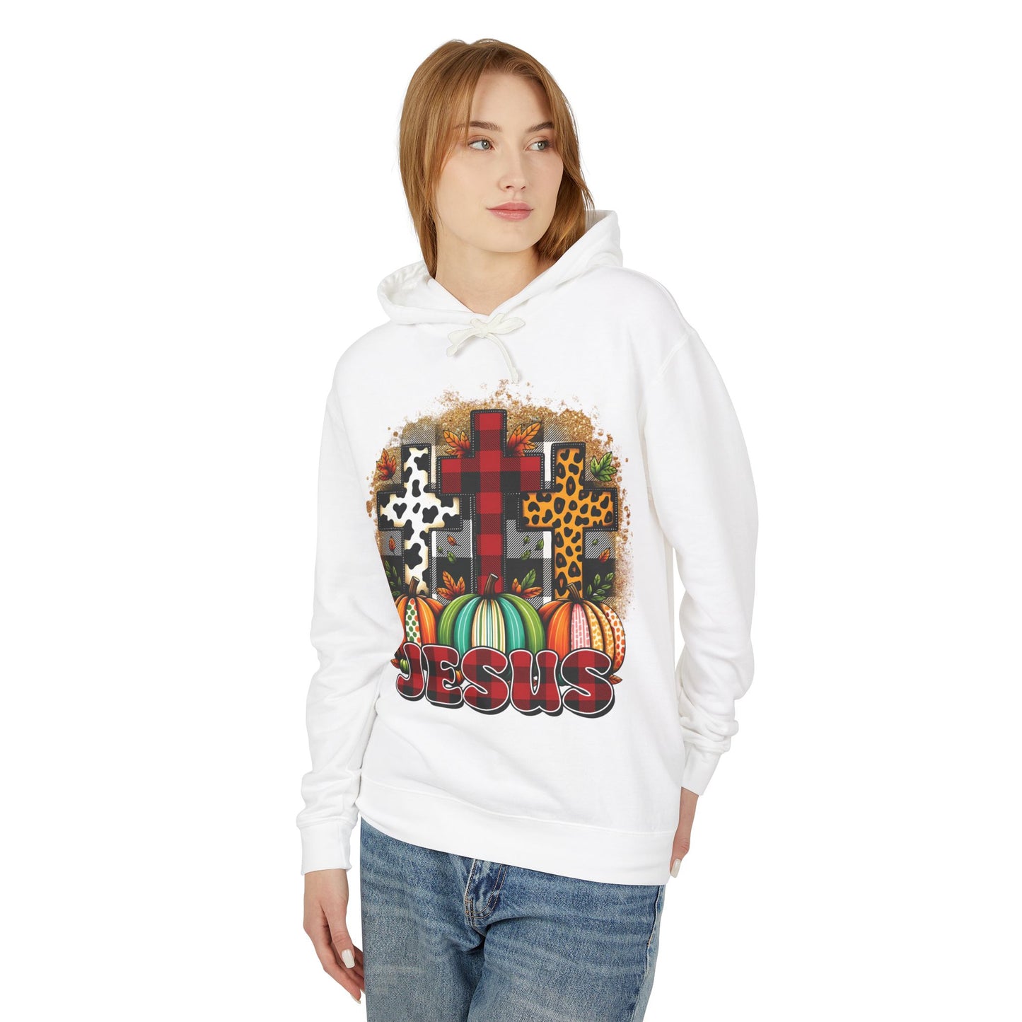 Faithful Harvest Cross Unisex Lightweight Hooded Sweatshirt