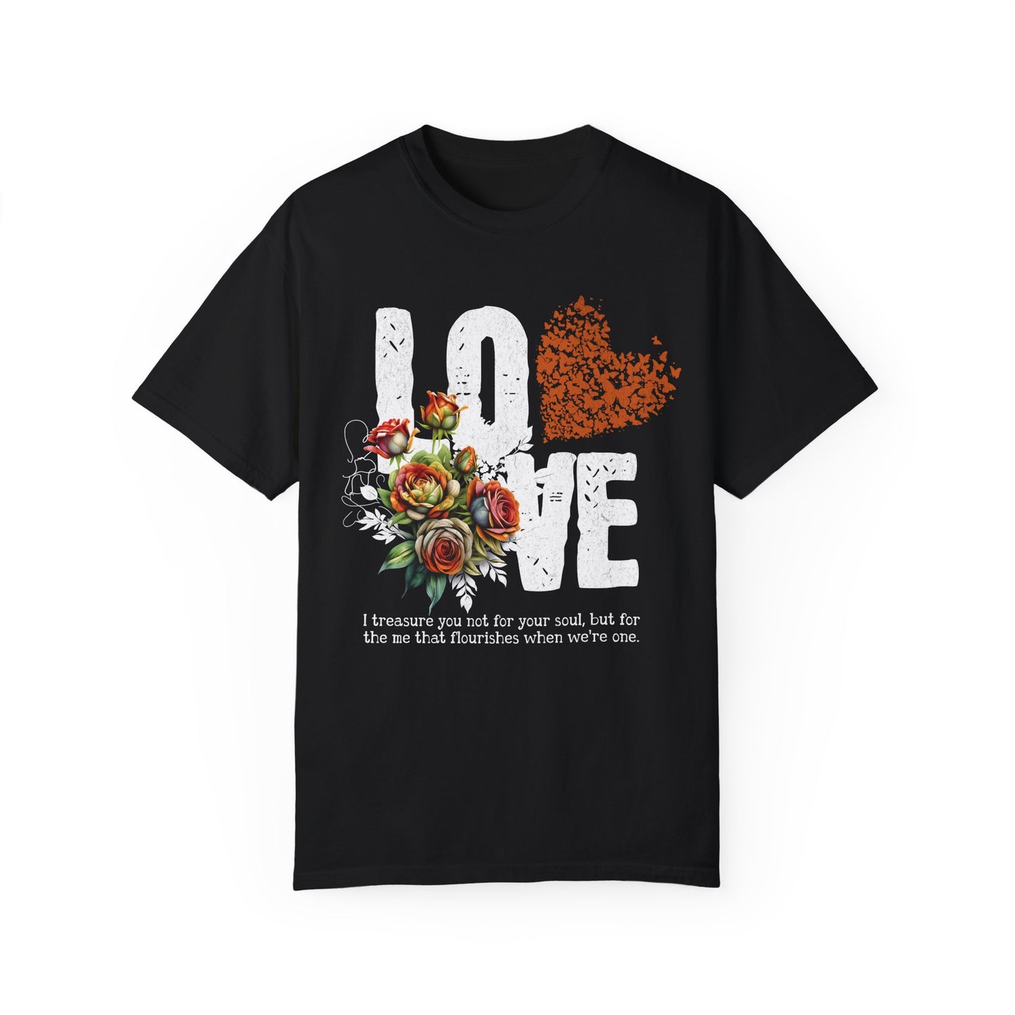 Romantic Floral Love T-Shirt | Unisex Garment-Dyed Tee for Couples