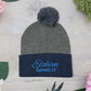 Pom-Pom Knit Cap with 'ELOHIM, GENESIS 1:1'  Embroidery Beanie - Stylish Winter Accessory for All Ages, Perfect Gift for Birthdays, Holidays, and Outdoor Activities
