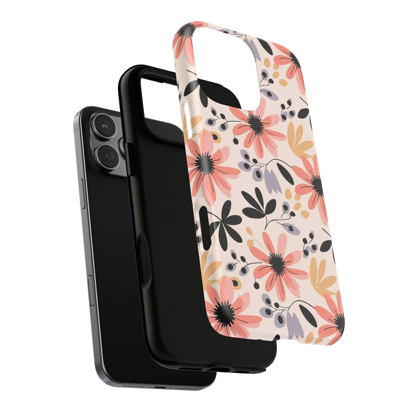 Stylish Soft Petal Noir iPhone Case, Floral iPhone Accessory for Her, Tough iPhone Magnetic Cases, Trendy iPhone Cover, Gift for Friends, Summer Vibes
