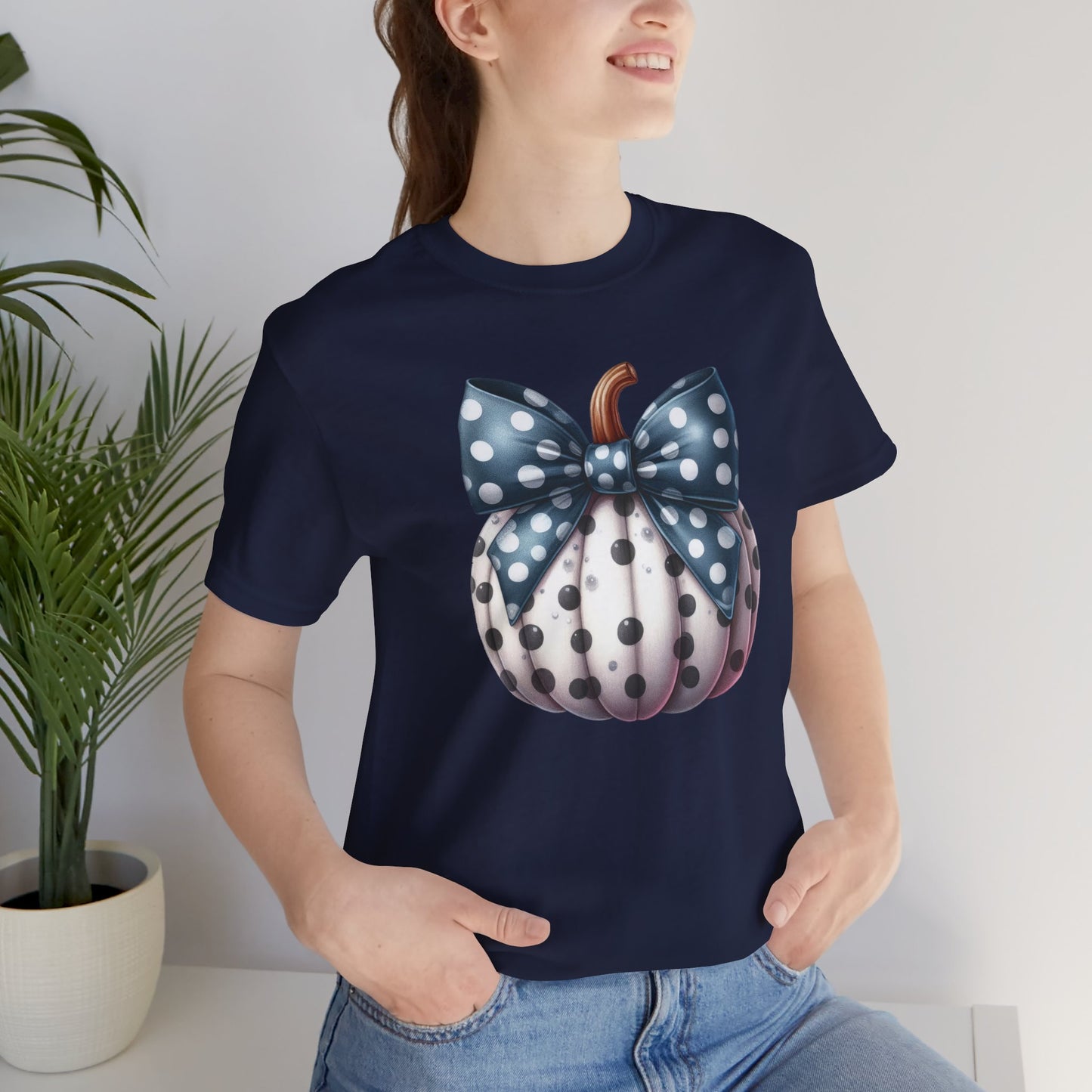 Polka Dot Pumpkin Charm Unisex Jersey Short Sleeve Tee