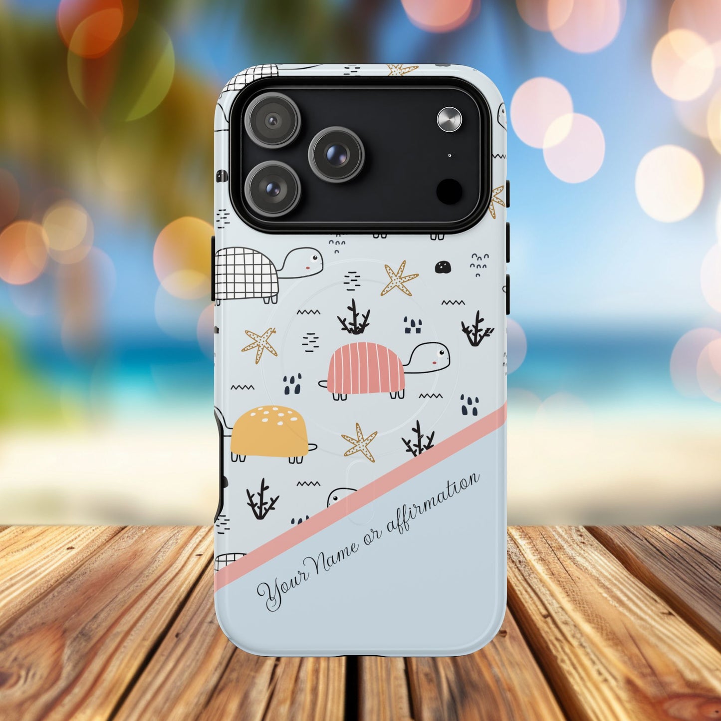 Personalized Cute Turtle Tough Magnetic MagSafe® Cell Cover, Ocean Theme Case, Sea Life Gift for Beach Lovers, iPhone® 13, 14, iPhone 15, iPhone 16, iPhone 17, Pro, Pro Max, Plus Cases.