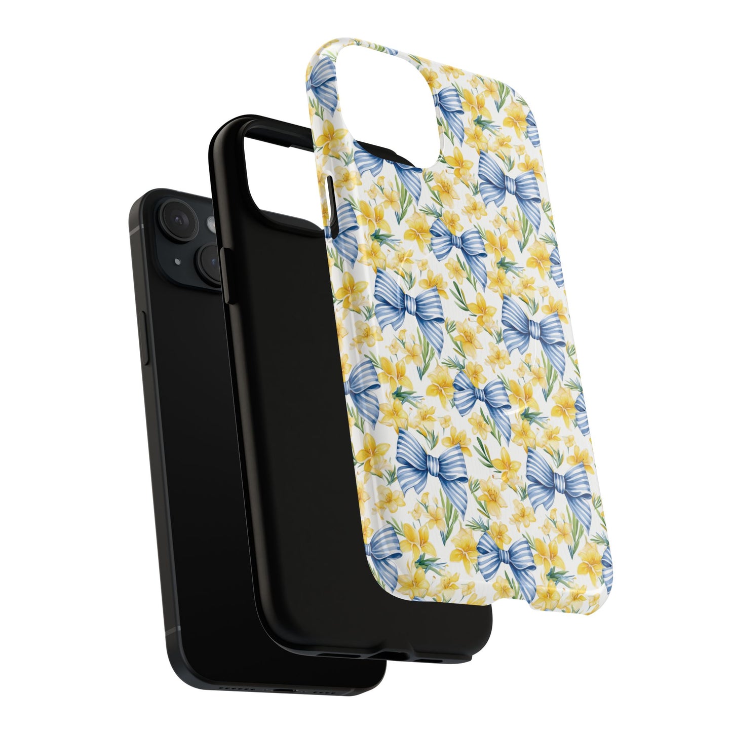 Sunshine Blue Coquette Bows Tough iPhone Magnetic Case for iPhones, Cute iPhone Cover, Spring Gift, Durable Case, Custom iPhone Protection