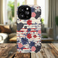 Patriotic Floral Phone Case, Tough Magnetic Cases, American Flag Design, Gift for Her, Independence Day Accessories