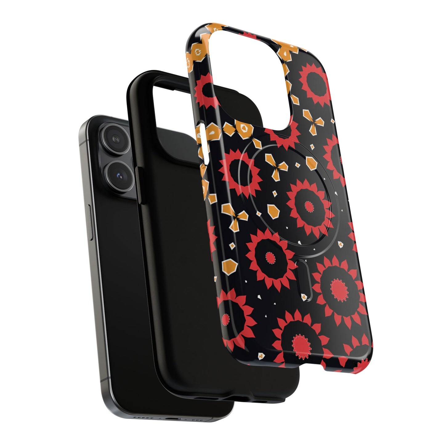 Midnight Ember Bloom Tough Magnetic iPhone Case, Bohemian Floral Design, Stylish iPhone Protection, Gift for Her, Trendy iPhone Accessories
