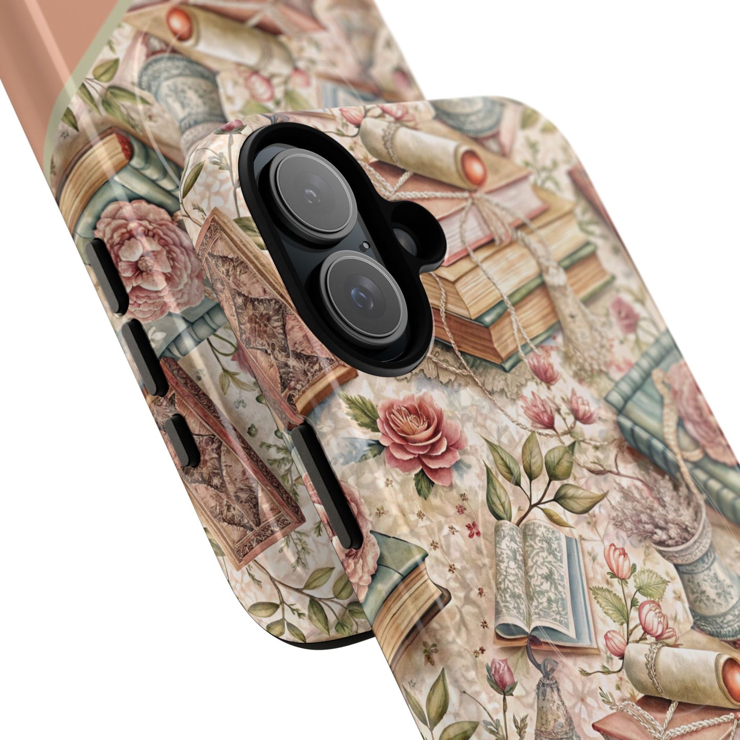 Persoonalized Vintage Book Lover's Tough Magnetic iPhone Case, Literary Gifts, Floral Design, Bookish Aesthetic, Unique Gift for Readers, Protective Case