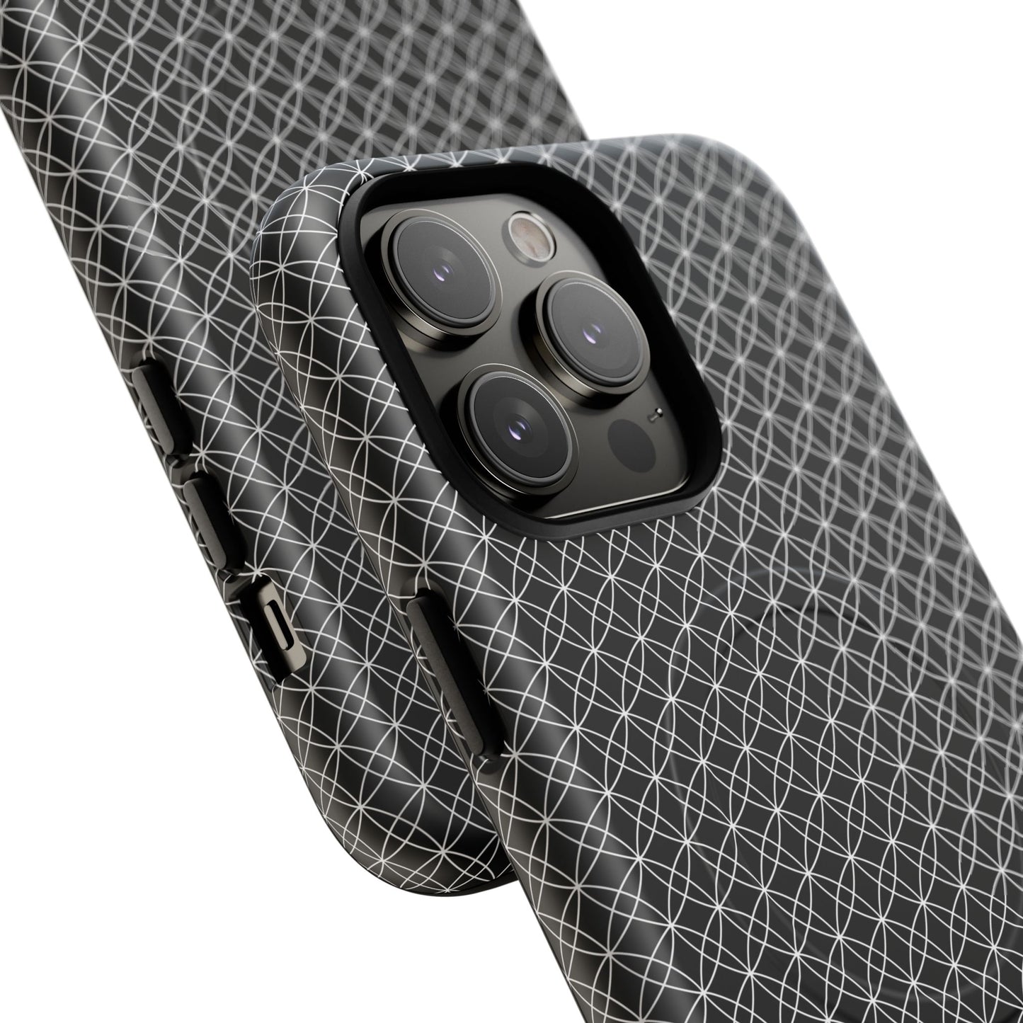 Urban Lattice Tough Magnetic iPhone Case, Stylish Protective Cover, Tech Gift for Him/Her, Durable Everyday Use, Trendy Mobile Accessories