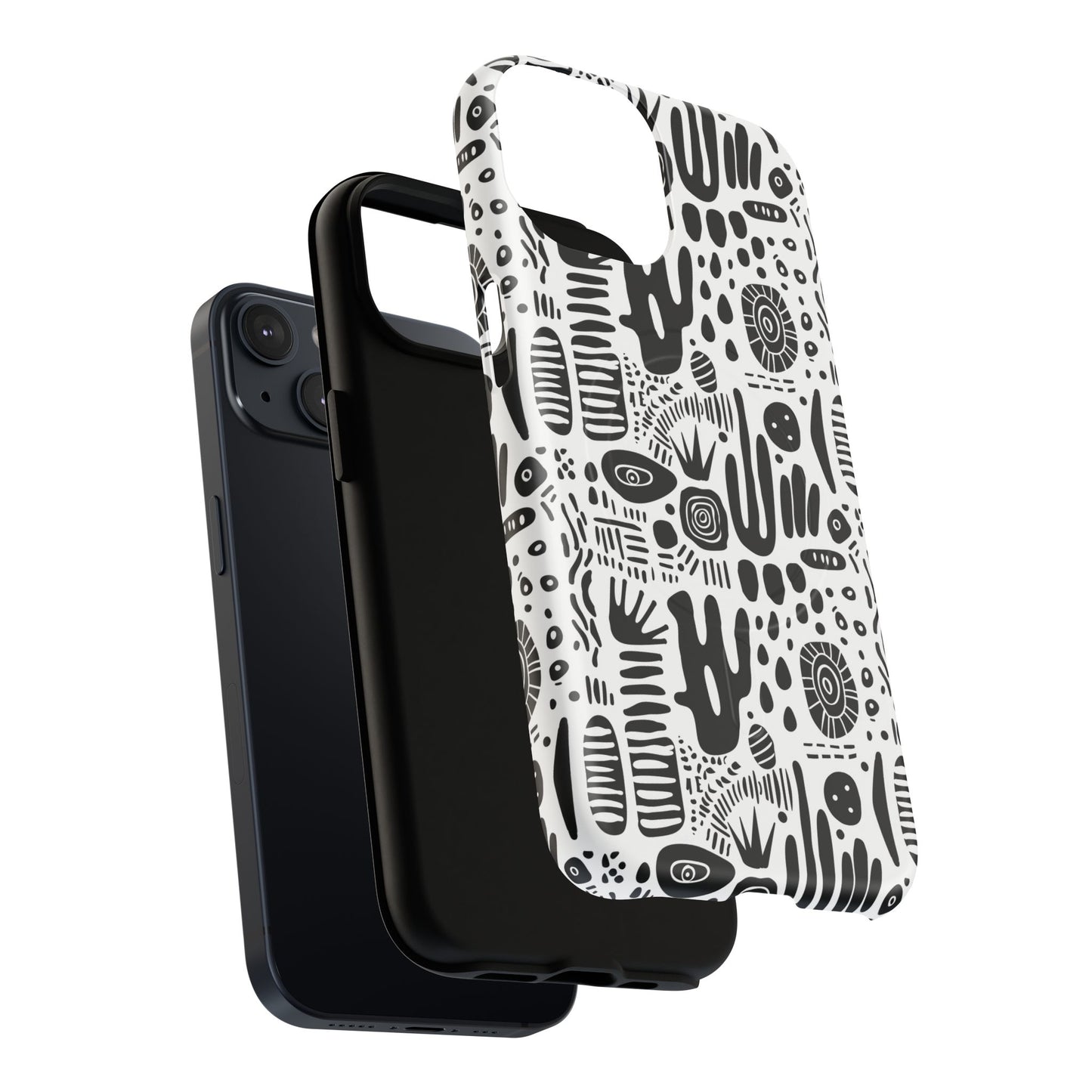 Abstract Monochrome Tough Magnetic iPhone Cases, Stylish Phone Cover, Durable Phone Protector, Modern Tech Accessories, Unique Gift Ideas