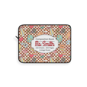 Personalized Brown Doodle Daydream Composition Book Inspired Laptop Sleeve, Educational Gift for Teachers, Classroom Organization, Back to School, Unique Teacher Accessory