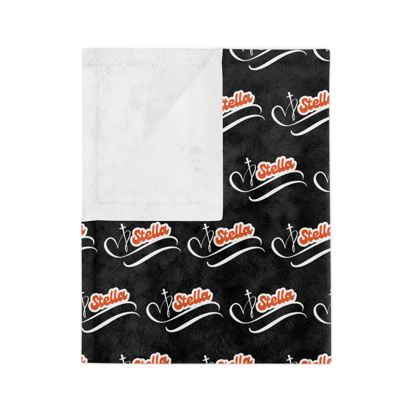 Personalized Name Velveteen Microfiber Blanket — Black Patterned ‘Smile’ Script Cozy Throw