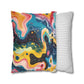 Psychedelic Visions Vibrant Abstract Art Pillowcase - Colorful Decorative Faux Suede Cushion Cover