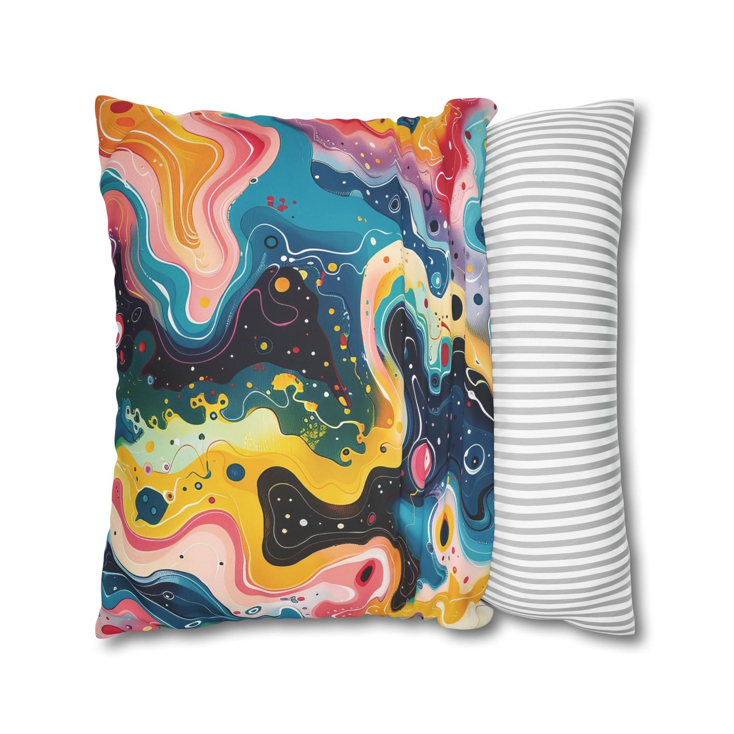 Psychedelic Visions Vibrant Abstract Art Pillowcase - Colorful Decorative Faux Suede Cushion Cover
