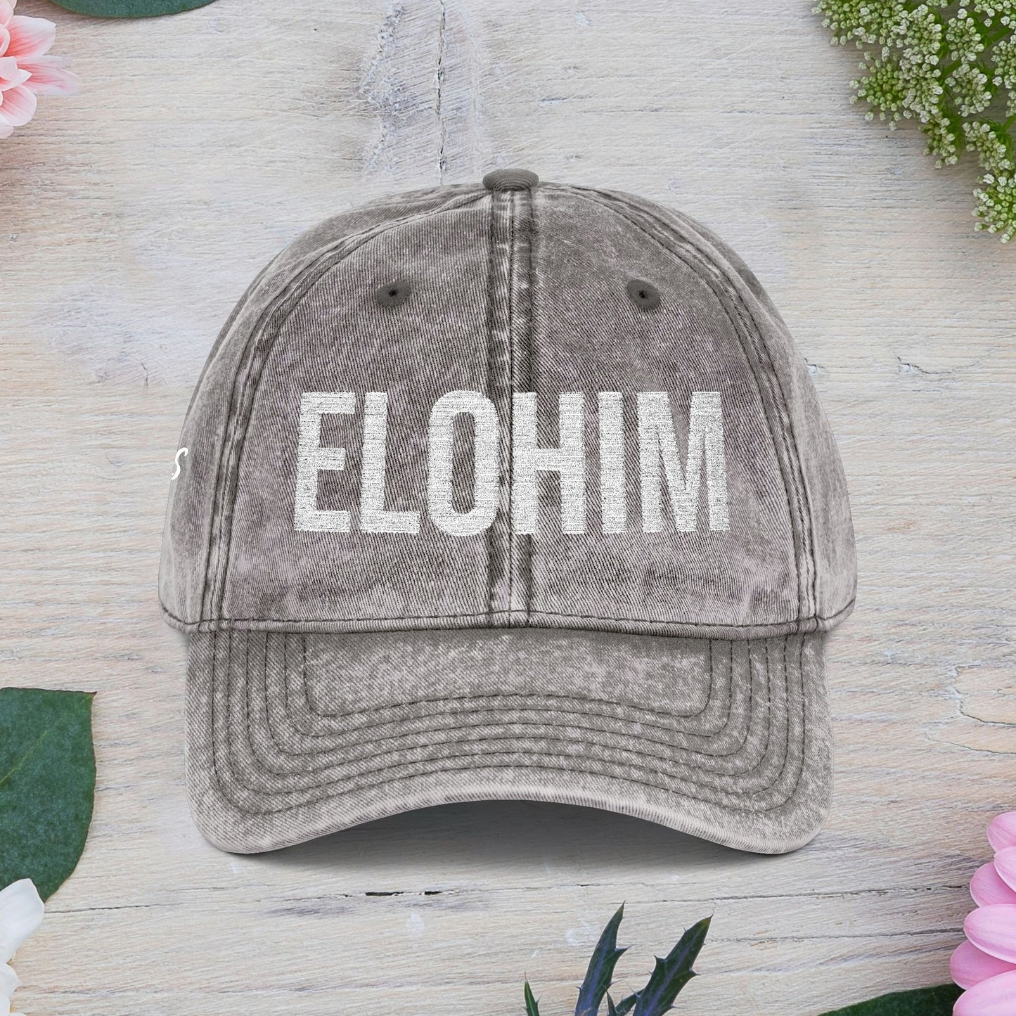Vintage Embroidered Dad Cap with 'ELOHIM GENESIS 1:1' - Stylish Casual Hat, Gift for Him/Her, Summer Accessory, Trendy Streetwear, Spiritual Fashion