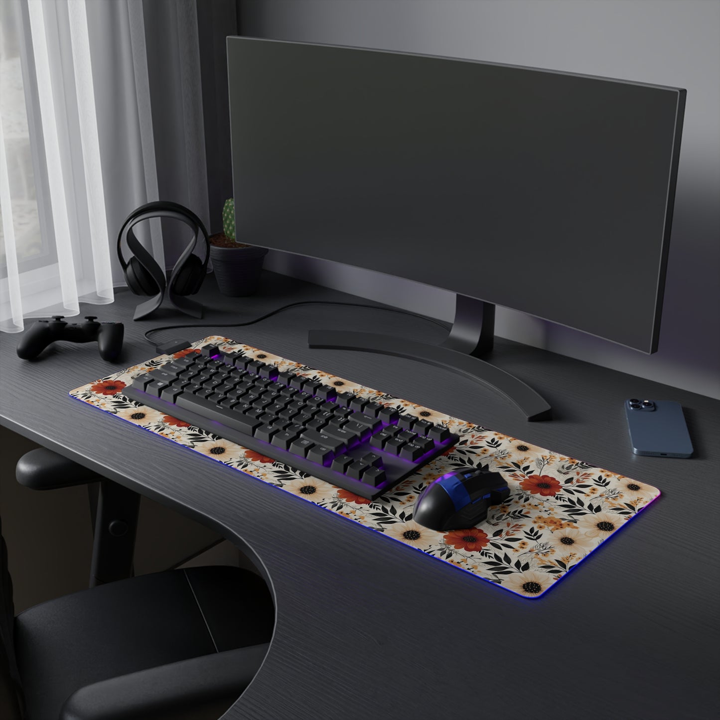 Boho Chic Floral LED Gaming Mouse Pad