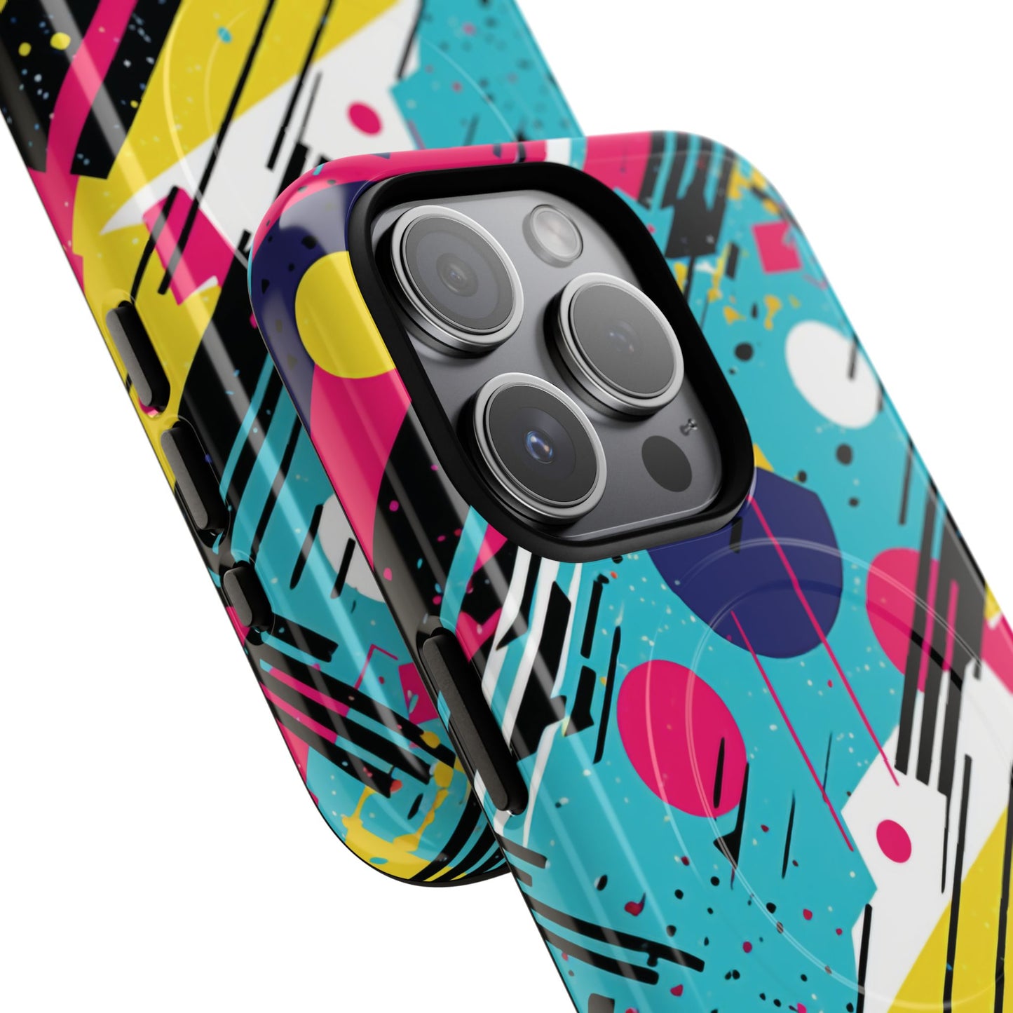 Retro Pop Vibes Magnetic iPhone Case with Abstract Design, Tough iPhone Cover, iPhone Accessory, Gift for Tech Lovers, Trendy iPhone Protector