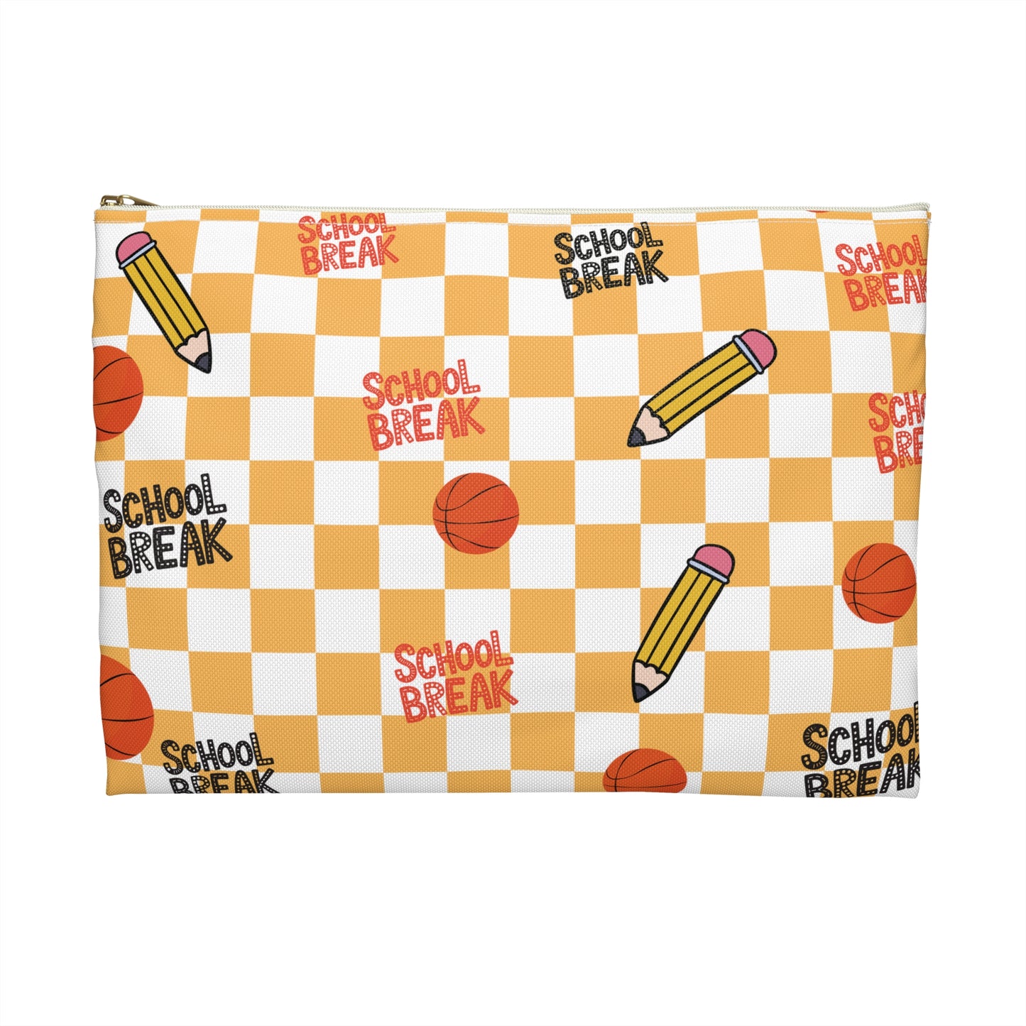Personalized Orange Schoolyard Chic Composition Book Inspired Accessory Pouch, Kids School Supplies, Classroom Organizer, Teacher Gift, Fun Stationery Case, Back to School