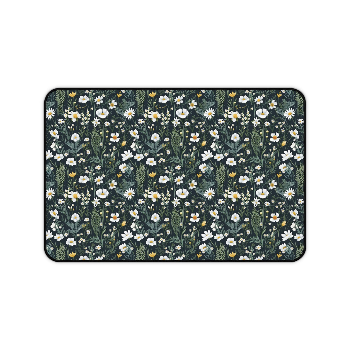 Daisy Delight Floral Desk Mat - Elegant Botanical Design for Home Office Decor.