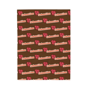 Personalized Name Velveteen Plush Blanket — Brown Retro Script Pattern Cozy Throw, Gift for Her, Gift for Him.