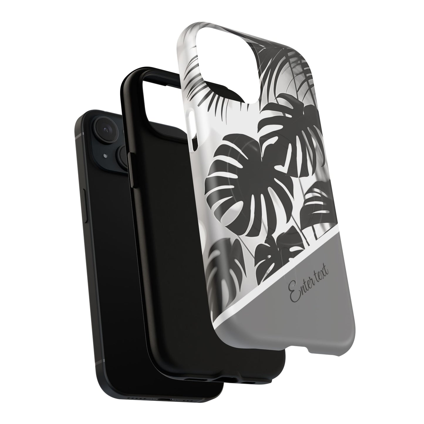 Personalized Monochrome Monstera Tropical Phone Case - Tough Magnetic MagSafe® Cases, Gifts for Nature Lovers, Stylish Phone Accessories, Gifts for Her.