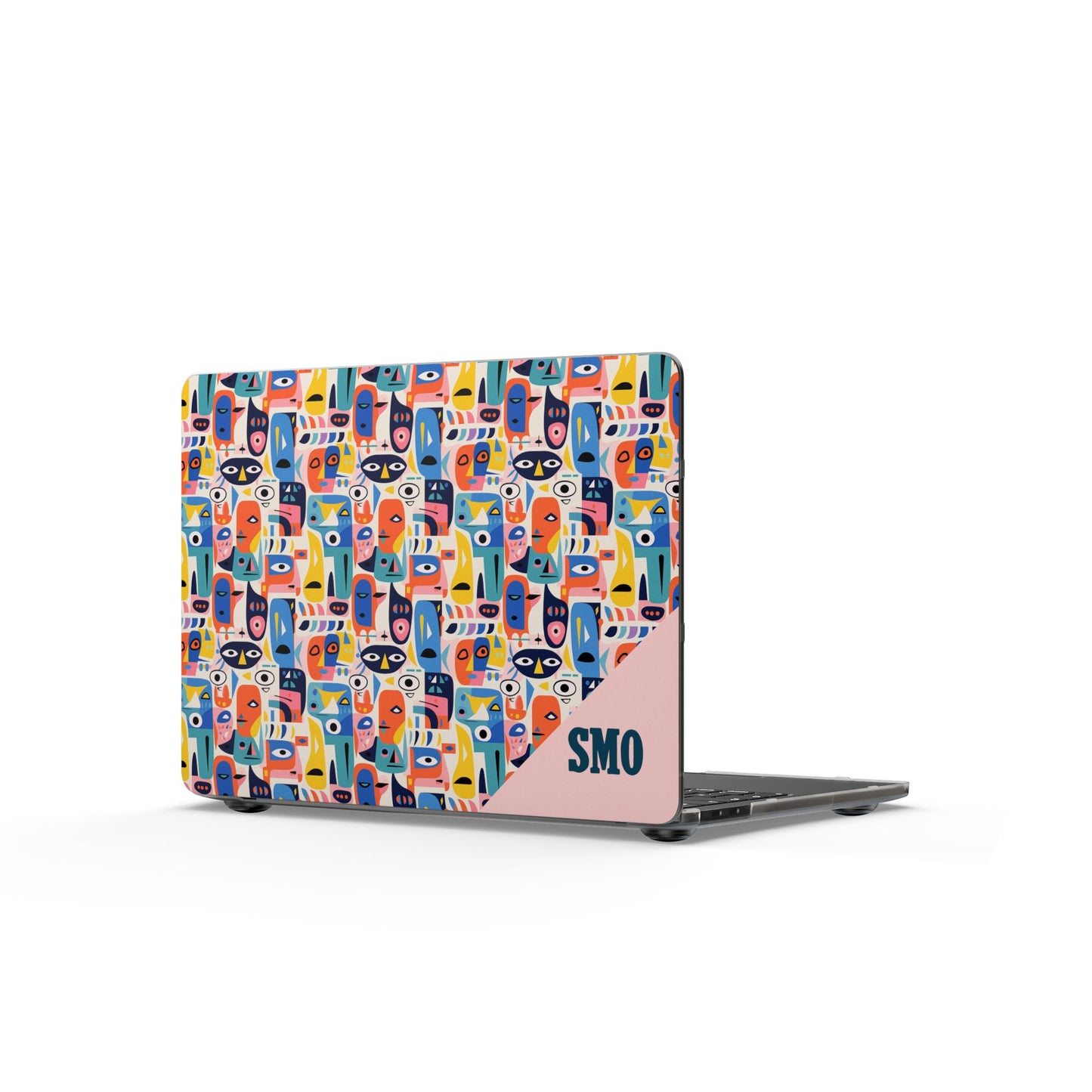 Custom Colorful Abstract Cat Pattern Matte MacBook Case — Personalized Monogram