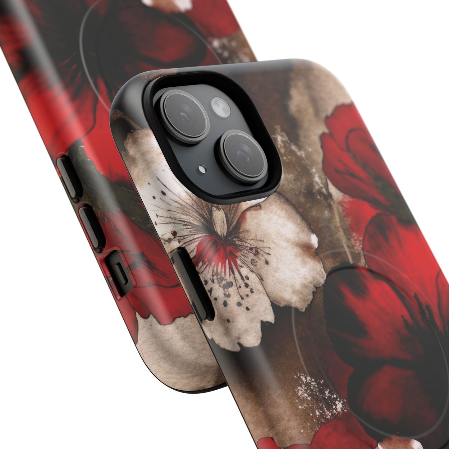 Crimson Noir Tough iPhone Magnetic Cases, Tough iPhone Protector, Stylish Floral Design, Gift for Her, Floral Accessories