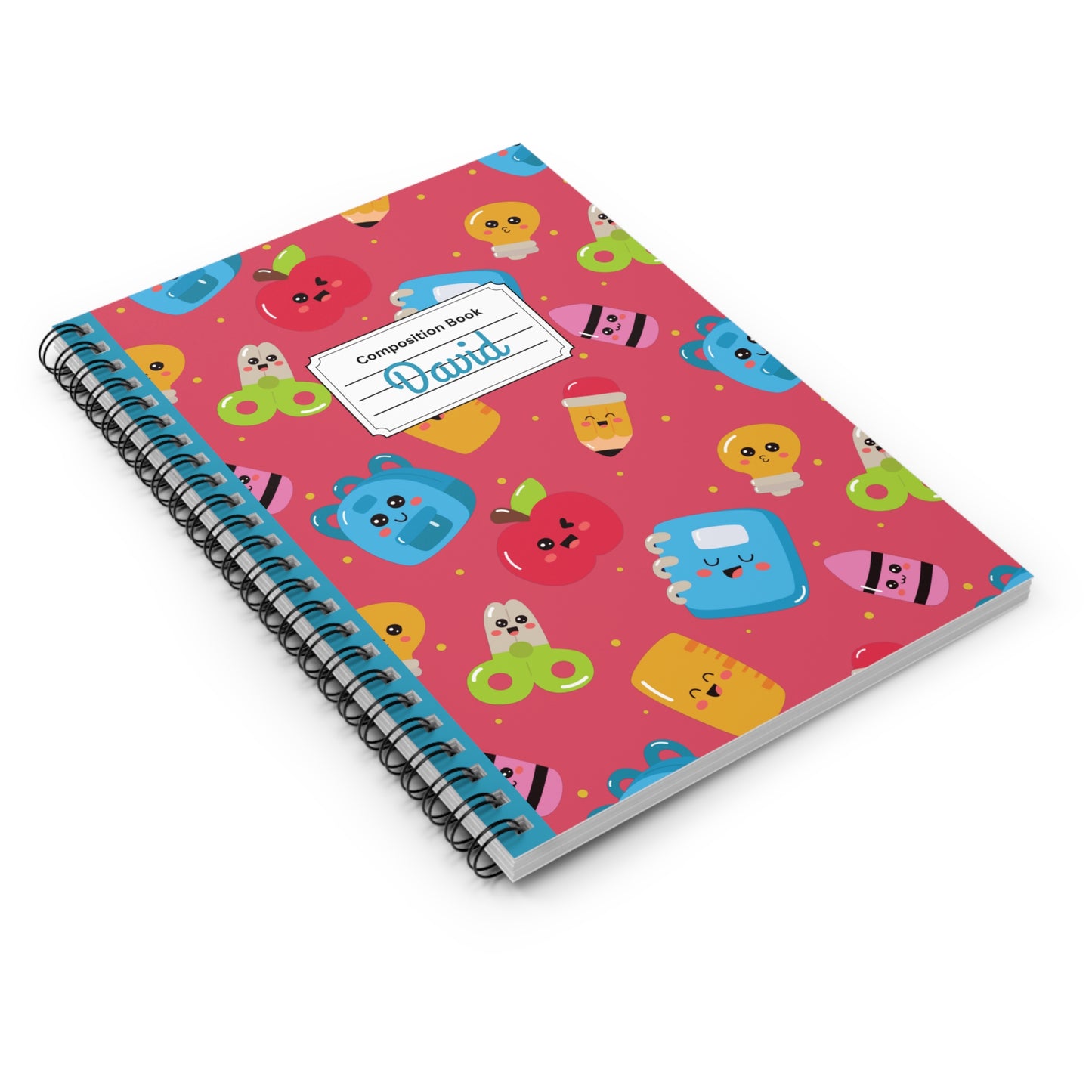 Personalized Kawaii Composition Book Inspired Playful Spiral Notebook - Perfect for School, Journaling, Kids, Teachers, Back to School Gifts