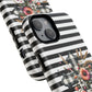 Grace in Bloom Tough Magnetic iPhone Case with Floral Cross Design, Boho iPhone Cover, Striped iPhone Case, Unique Religious Gift, Trendy Cell iPhone Accessory.