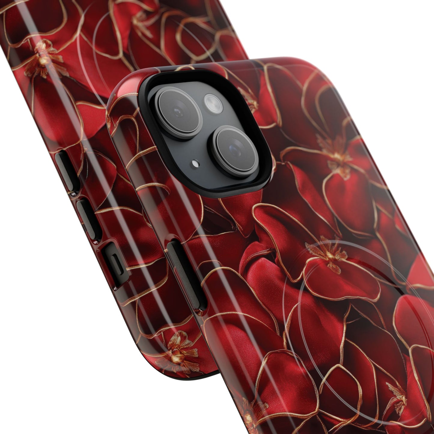Crimson Bloom Tough iPhone Magnetic Case, Protective iPhone Case, Stylish iPhone Cover, Gift for Her, Mother's and Birthday Gifts, Unique Floral Accessories