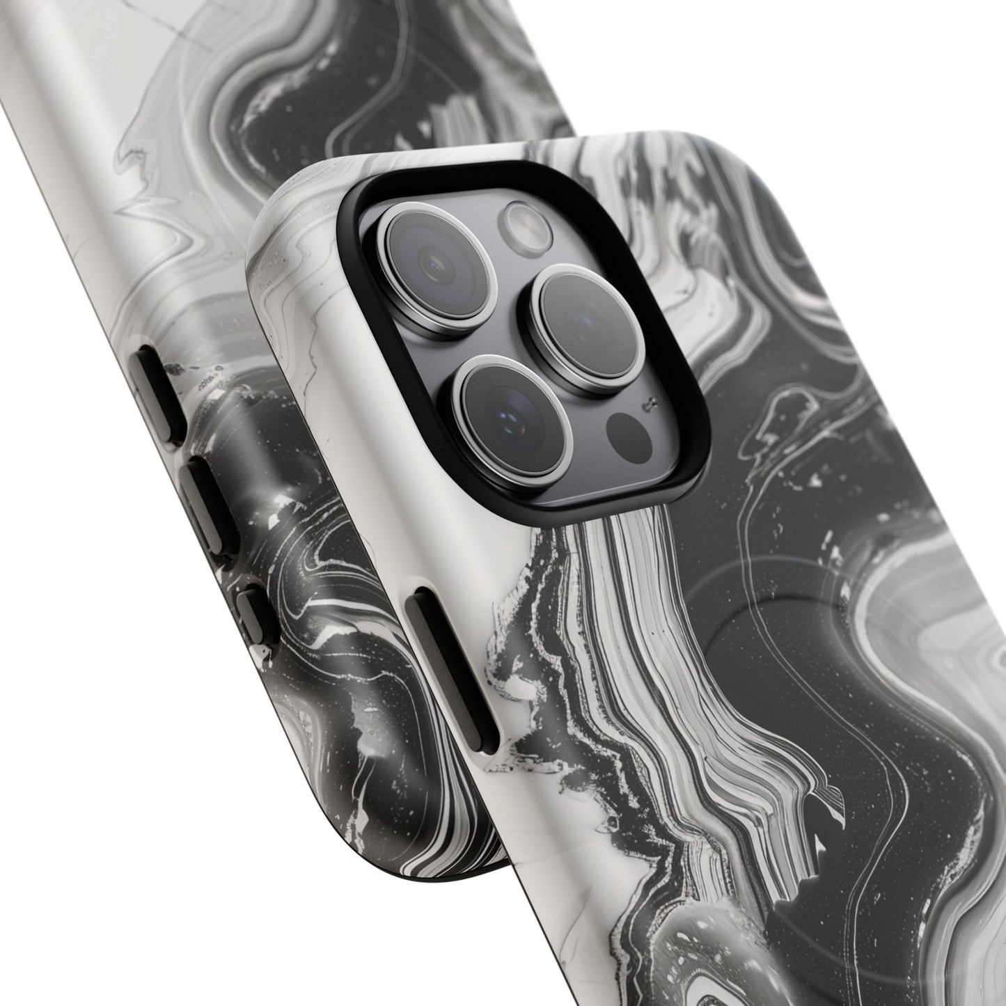 Black Marble Magnetic iPhone Case for Tough Protection, Stylish iPhone Mobile Accessory, Fashionable Gift, Unique Marble iPhone Design, Durable Smartphone Cover