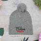Pom-Pom Knit Cap with 'ELOHIM, GENESIS 1:1'  Embroidery Beanie - Stylish Winter Accessory for All Ages, Perfect Gift for Birthdays, Holidays, and Outdoor Activities