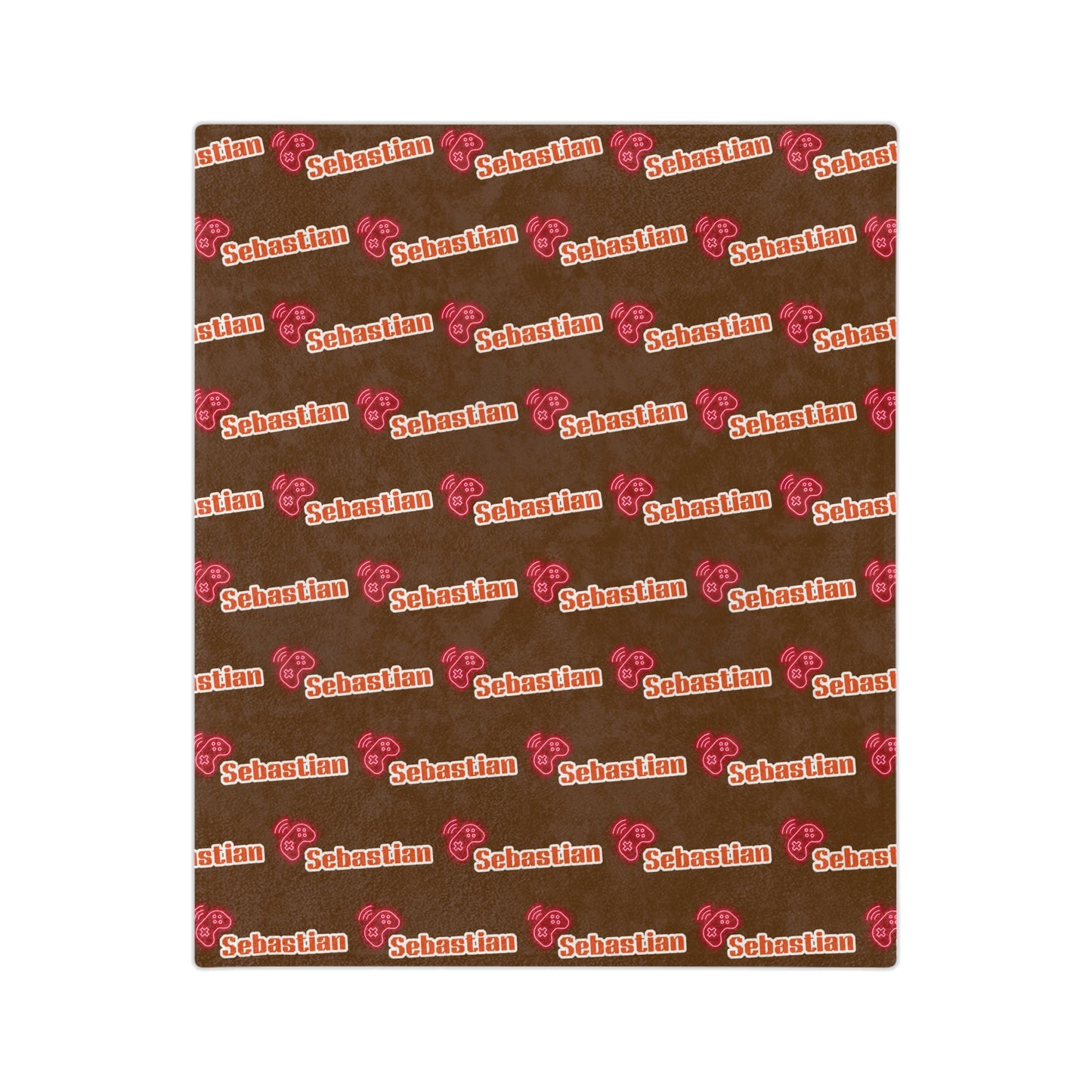 Personalized Name Velveteen Microfiber Blanket — Brown Patterned Name Script Cozy Throw- Gift for Him or Gift for Her.