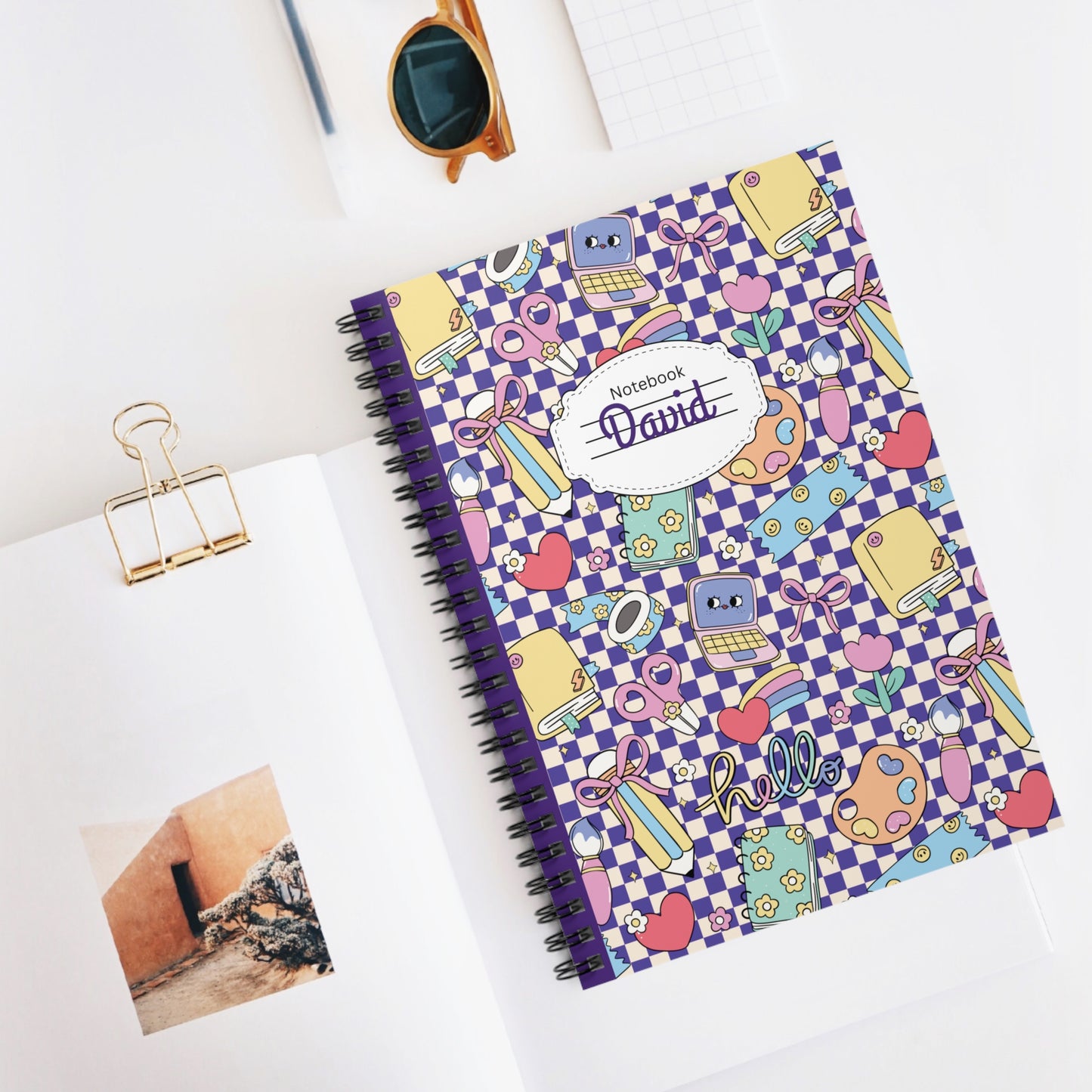 Personalized Purple Doodle Daydream Composition Book Inspired Playful ABC Spiral Notebook - Perfect for School, Journaling, Kids, Teachers, Back to School Gifts