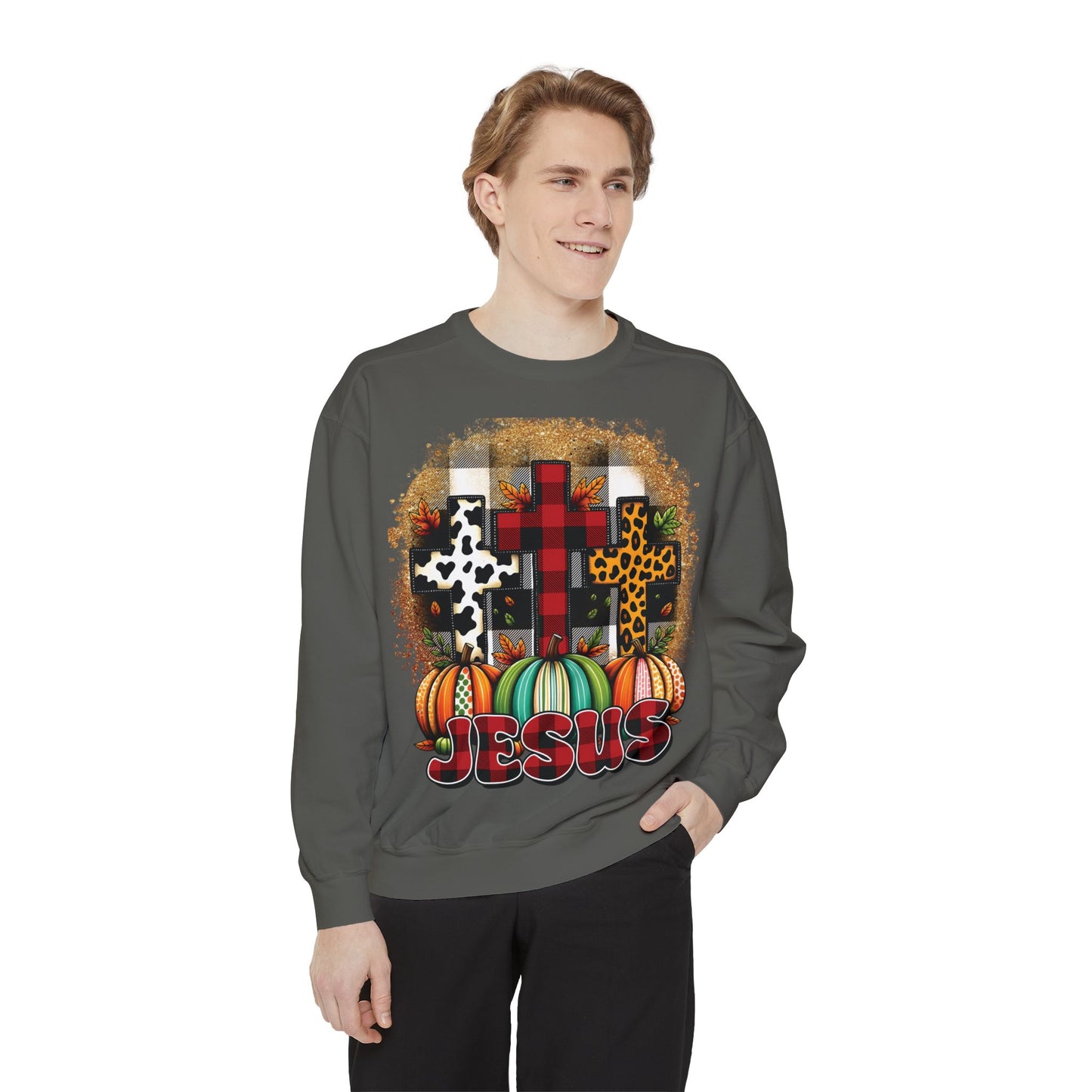 Faithful Harvest Cross Unisex Garment-Dyed Sweatshirt