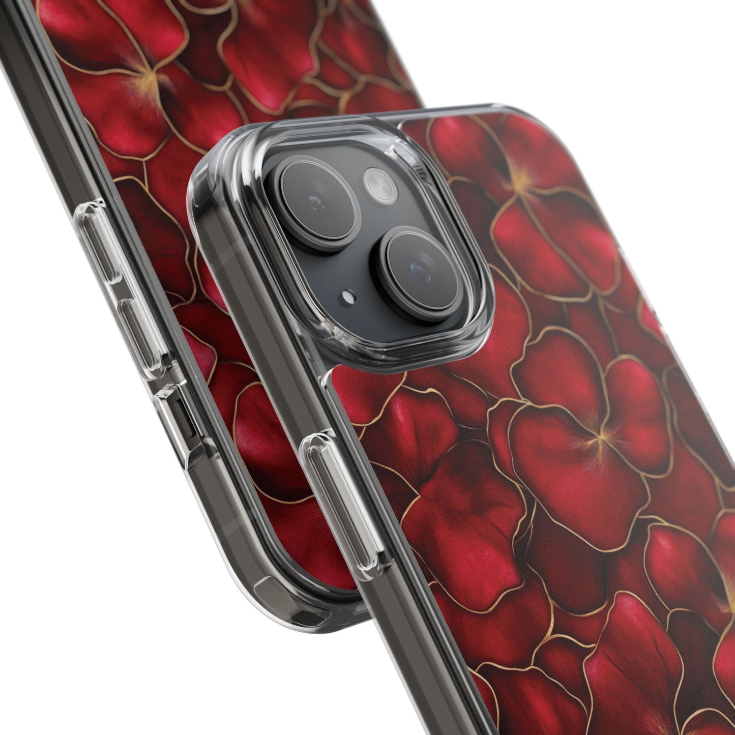 Velvet Petal Noir Floral Petal Clear Impact-Resistant iPhone and Samsung Case.