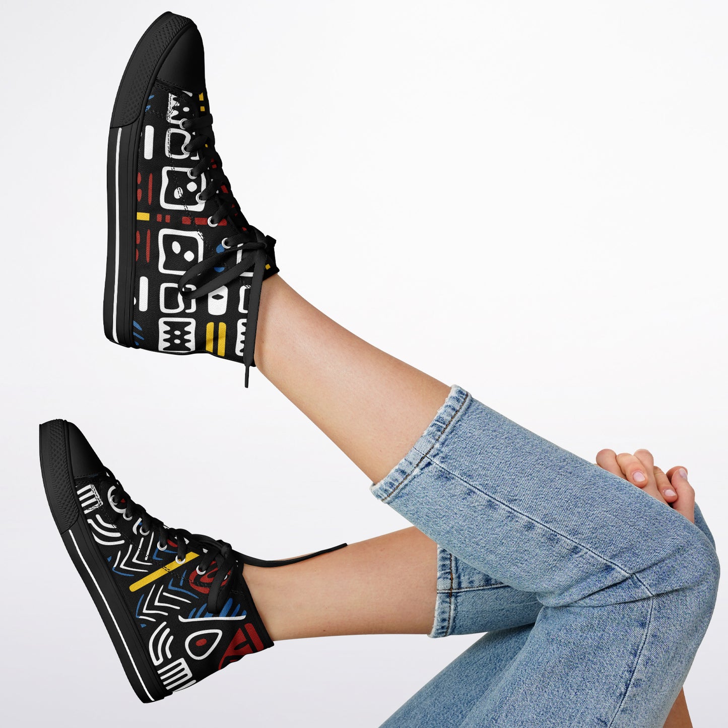 Geometric Harmony Urban Peak High Top Shoes - AOP