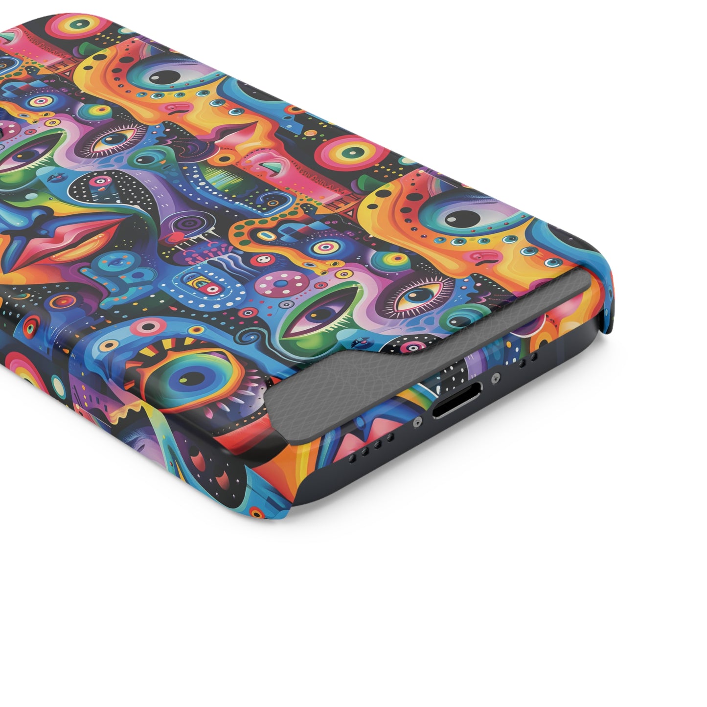 Psychedelic Visions Phone Case with Card Holder - Colorful and Stylish Design for Creatives