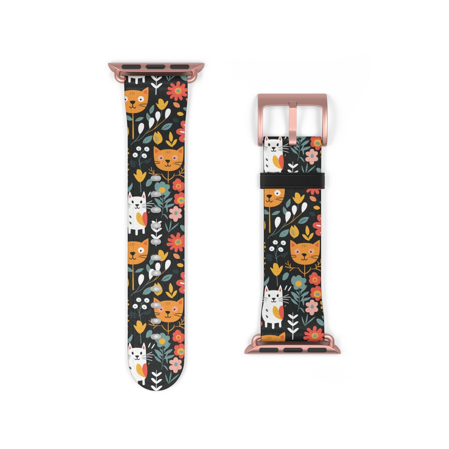 Whimsical Feline Garden Watch Band for Pet and Floral Lovers,