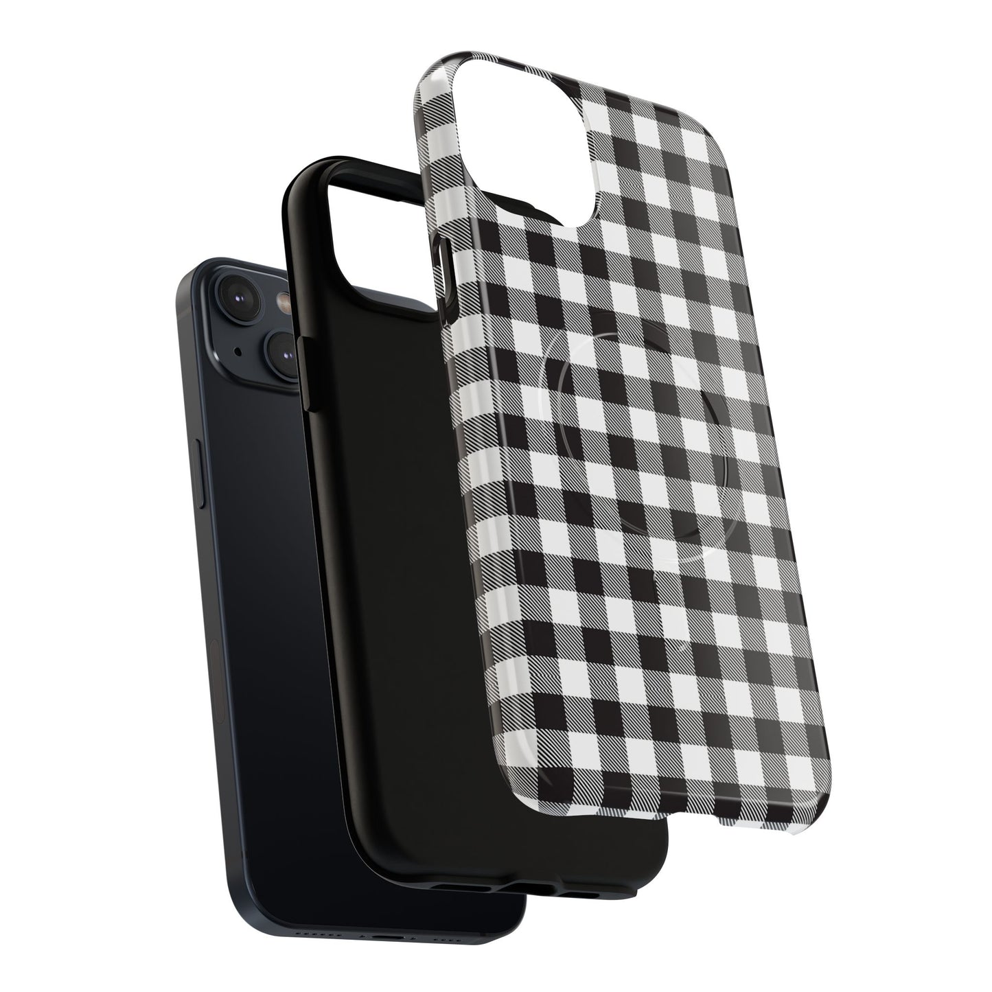 Black and White Gingham Phone Case, Tough Magnetic Cases, Stylish Phone Cover, Gift for Her, Trendy Phone Accessory, Checkered Print
