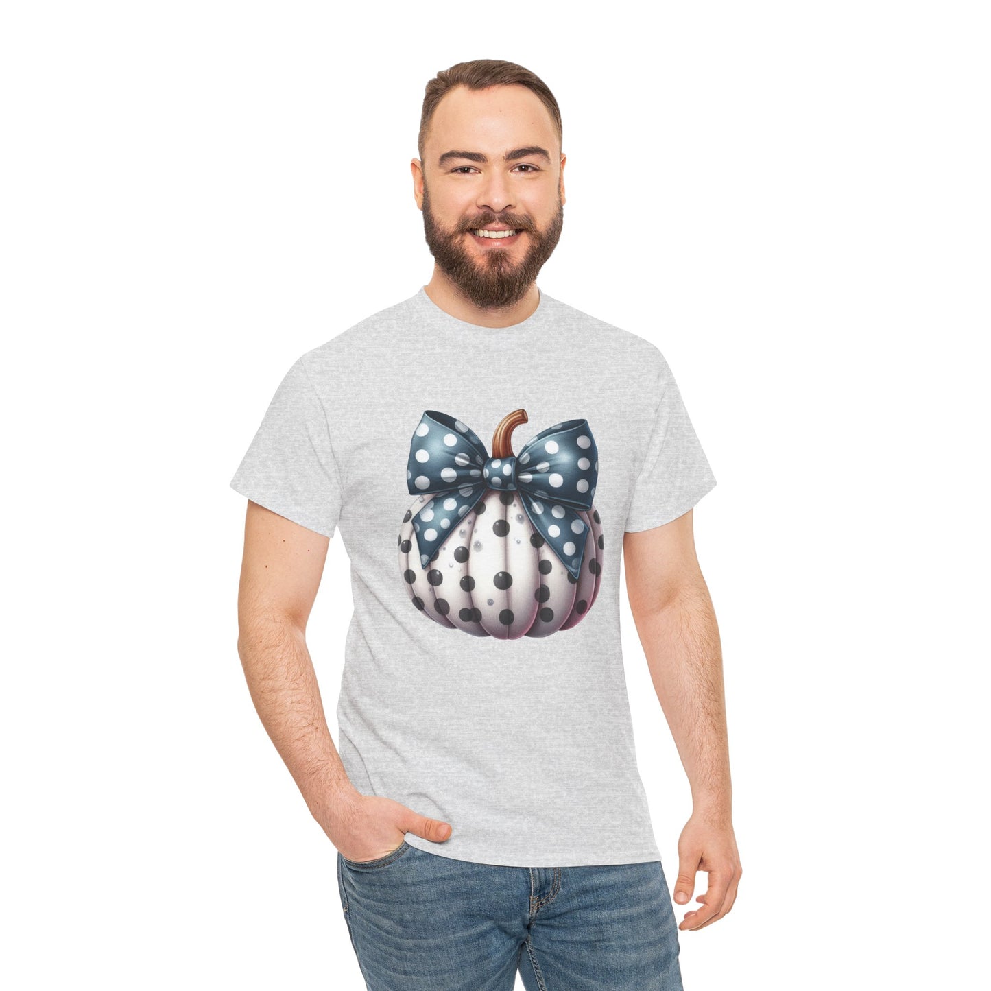 Polka Dot Pumpkin Charm Unisex Heavy Cotton Tee