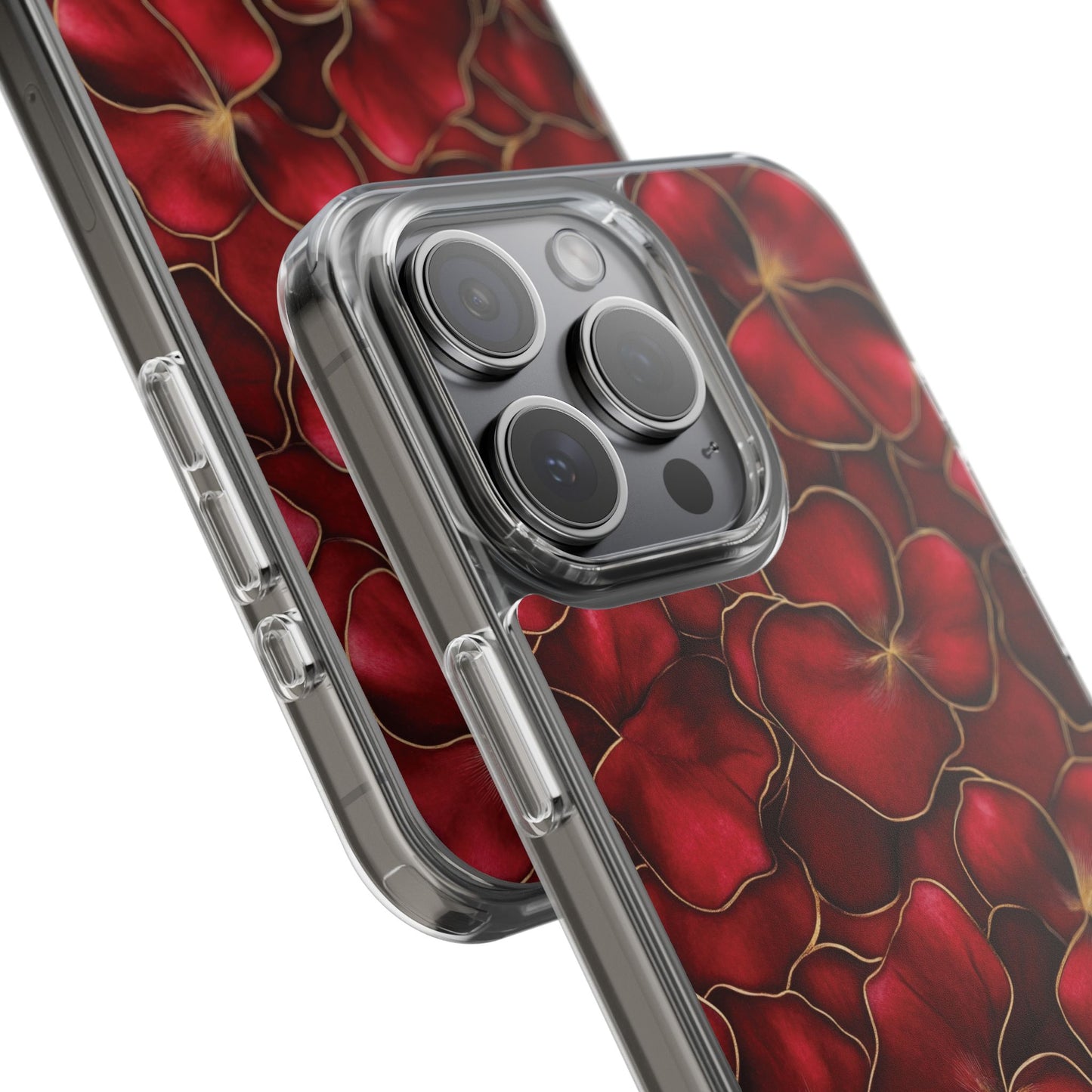 Velvet Petal Noir Floral Petal Clear Impact-Resistant iPhone and Samsung Case.