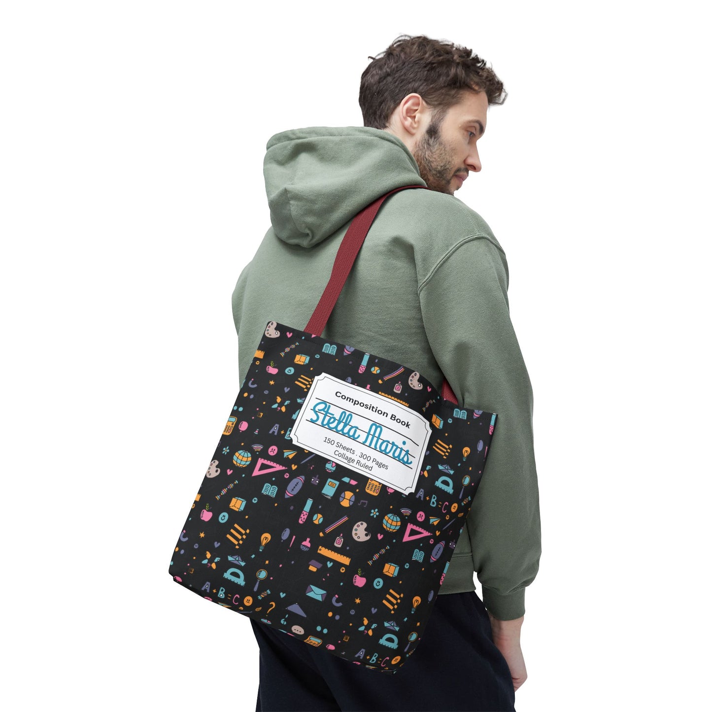 Personalized Chalkboard Chic Composition Book Inspired Tote Bag, Back to School Tote, Teacher Gift, Kids Bag, Custom Name Bag, Educational Accessories, Back to School Tote Bag.