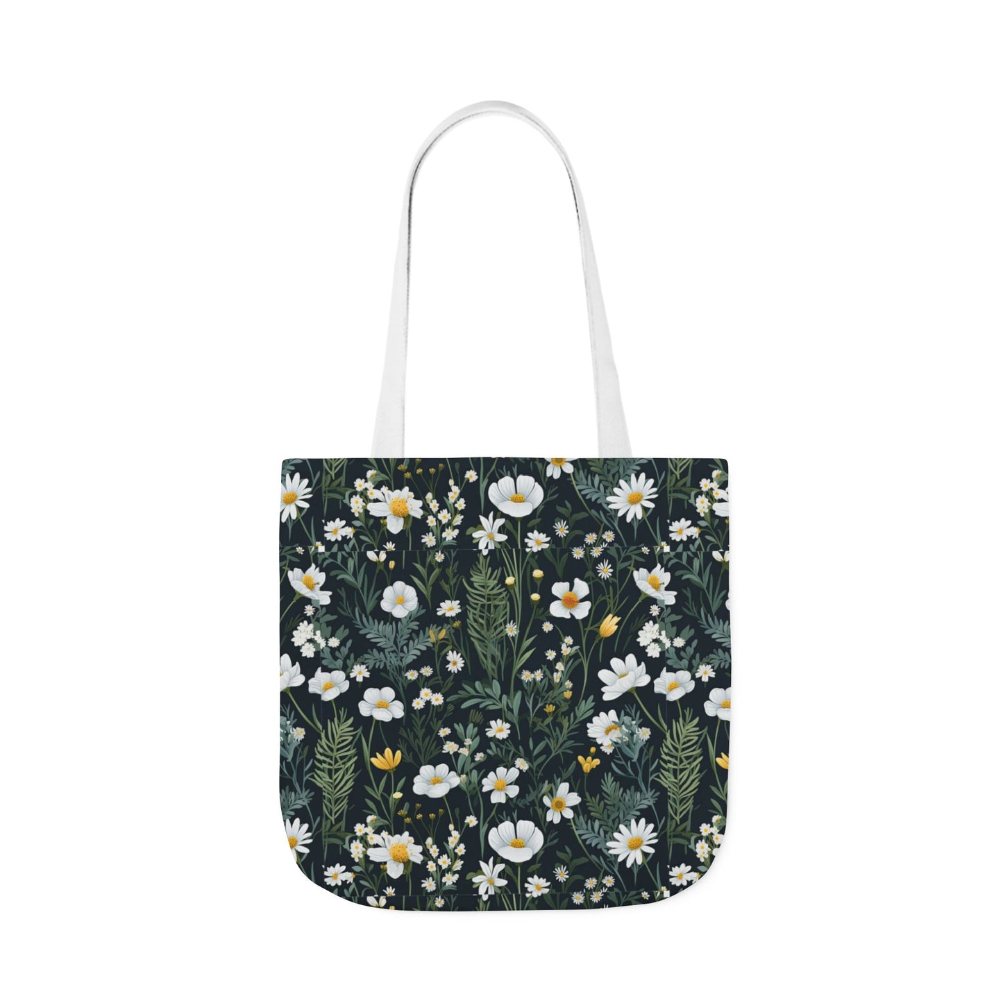 Daisy Delight Floral Canvas Tote Bag with 5-Color Straps | Eco-Friendly Shopping Bag