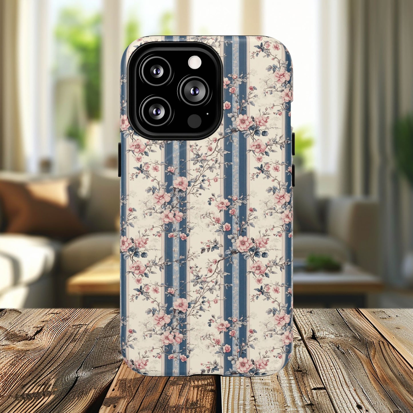 Victorian Rose Stripe iPhone Case, Tough Magnetic Cases for Stylish Protection, Flower Pattern iPhone Cover, Trendy Gift Idea for Her